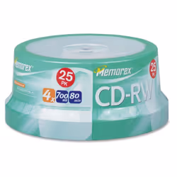 Memorex 4X 700 MB/80-Minute CD-RW Discs (25-Pack Spindle)