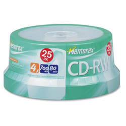 Memorex 4X 700 MB/80-Minute CD-RW Discs (25-Pack Spindle)