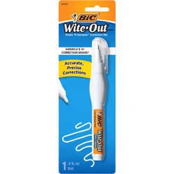 BIC Wite-Out Brand Shake 'n Squeeze Correction Pen 8 ML Fluid 1 Count Pack of white Pens Fast Clean and Easy to Use Pen O ...