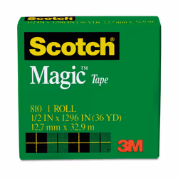 Scotch 810121296 Magic Tape  1-Inch Core  1/2-Inch x1296-Inch  1/PK  Transparent