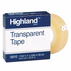 Highland Transparent Tape  1 roll 3/4"""" x 1296""""  1 Inch Core  Clear (MMM5910341296)