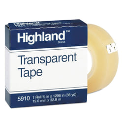 Highland Transparent Tape  1 roll 3/4"""" x 1296""""  1 Inch Core  Clear (MMM5910341296)