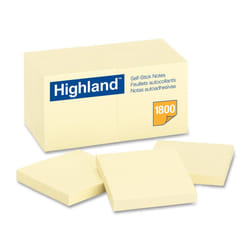 Highland Sticky Notes  3 x 3 Inches  Yellow  18 Pack (6549-18)