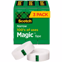 Scotch 1/2W Magic Tape - 36 yd Length x 0.50 Width - 1 Core - 3 / Pack - Matte Clear