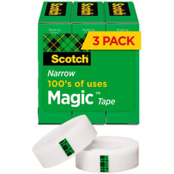 Scotch 1/2W Magic Tape - 36 yd Length x 0.50 Width - 1 Core - 3 / Pack - Matte Clear