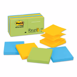 Post-it R33012AU Original Pop-up Refill 3 x 3 Assorted Jaipur Colors 100-Sheet 12/Pack