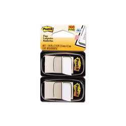 3M 680WE2 Standard Tape Flags in Dispenser  White  100 Flags per Dispenser