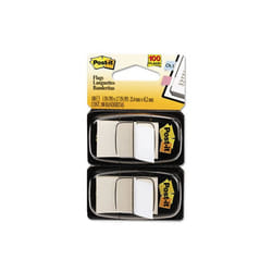 3M 680WE2 Standard Tape Flags in Dispenser  White  100 Flags per Dispenser