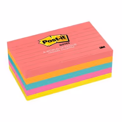 Post-It Notes, 3 in x 5 in, Cape Town Collection, Lined, 5 Pads/Pack, Rectangle, Blue, Orange, Pink, Yellow, Paper, Poptimist ...
