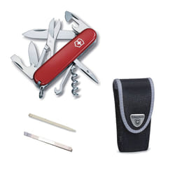 Victorinox CLIMBER Swiss army knife with Pouch spare tweezers & toothpick - red, black nylon