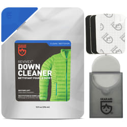 gEAR AID Revivex Down care Kit for Jackets and Sleeping Bags  with Down cleaner and Repair Patches  clear  10 oz cleaner  15 x 25 patches