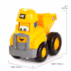 CAT Construction Toys  Junior Crew Construction Pals Dump Truck Educational Preschool Vehicle with Kid Vroom Sounds and Animated face. for Ages 2+