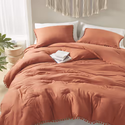 Codi Terracotta Boho King Bedding Set Aesthetic Luxurious Pom Fringe Burnt Orange Comforter Cute Soft Washed Microfiber Bed ...