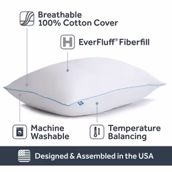 Sealy Pillow  Clean Luxury Slumber Bed Pillow with Hypoallergenic Fiberfill  Standard/Queen Pillows - 2 Pack
