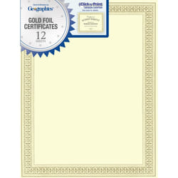 Geographics Foil Certificates 8-1/2 x 11 Gold Flourish Pack Of 12