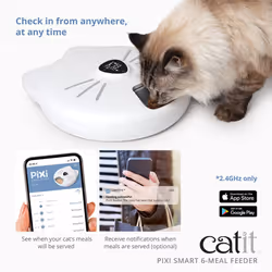 Catit PIXI Smart 6-Meal Feeder - Automatic and Customizable Feeding Schedule with App Support  White
