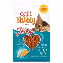 Catit Treas Nibbly Jerky Wraps Grills 30g Natural Grain-Free Chicken - Chicken Jerky, Chicken & Fish