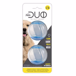Dog Ball Toys Zeus Duo Squeak Glow in the Dark Bouncy Flashing Puppy Fetch Play - 6.3cm, Squeaker & Glo 2pk