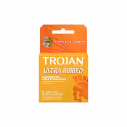 Trojan Stimulations Ultra Ribbed Lubricated Condom, 3 ct