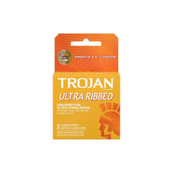 Trojan Stimulations Ultra Ribbed Lubricated Condom, 3 ct