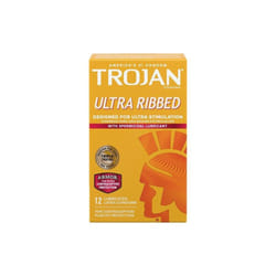 Trojan Stimulations Ultra Ribbed Spermicidal Condoms, 12ct