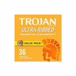 Trojan Ultra Ribbed Condoms For Ultra Stimulation, 36 Count, 1 Pack