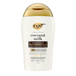 OGX Nourishing + Coconut Milk Moisturizing Shampoo  Hydrating & Restoring Shampoo Moisturizes for Soft Hair After the First Use  Paraben-Free  Travel