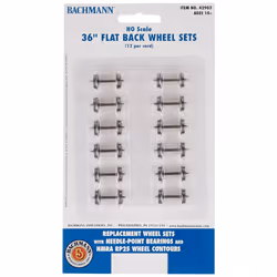 Bachmann Trains 36"" FLAT BACK WHEEL SETS (12 per card) - HO Scale