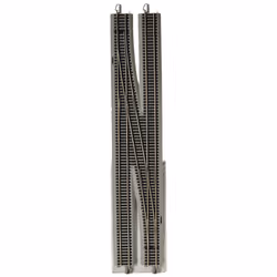 Bachmann Trains EZ COMMAND DCC EQUIPPED 6 SINGLE CROSSOVER TURNOUT LEFT NICKEL SILVER EZ TRACK With Grey Roadbed HO S