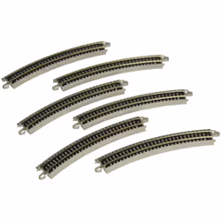 Bachmann Trains - Snap-Fit E-Z TRACK 11.25 RADIUS CURVED TRACK (6/card) - NICKEL SILVER Rail With Grey Roadbed - N Scale 8
