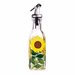 Grant Howard Hand Painted Square Cruet with Pourer  Sunflowers  6 oz.  Multicolor