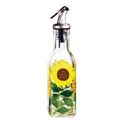 Grant Howard Hand Painted Square Cruet with Pourer  Sunflowers  6 oz.  Multicolor