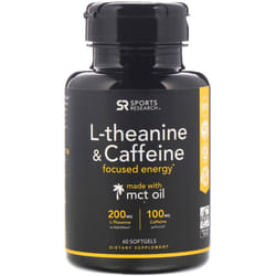 Sports Research, L-Theanine & Caffeine with MCT Oil, 60 Softgels