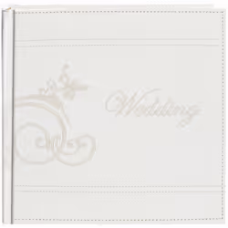 Pioneer Embroidered Scroll Leatherette Photo Album 8"X8" -White