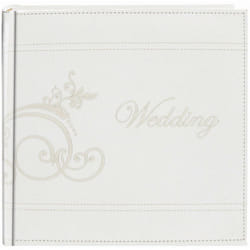 Pioneer Embroidered Scroll Leatherette Photo Album 8"X8"  -White