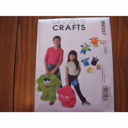 McCall's Patterns M6337 Monster Backpack Cases Toys One Size Only