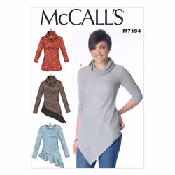 McCall's Patterns M7194 Misses' Tops Sewing Template ZZ (LRG-XLG-XXL)