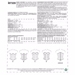 McCall's Patterns M7339 Misses' Overbust or Underbust Corsets by Yaya