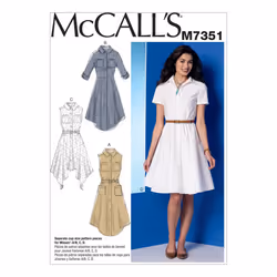 McCalls Patterns M7351 Misses Shirtdresses with Pockets and Belt Size A5 68101214