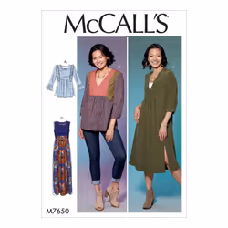 McCall Patterns Misses' V Square-Neck Top  Tunic  and Dresses