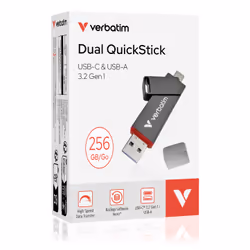Verbatim Dual QuickStick USB flash drive 256 GB USB Type-A / USB Type-C 3.2 Gen 1 (3.1 Gen 1) Grey