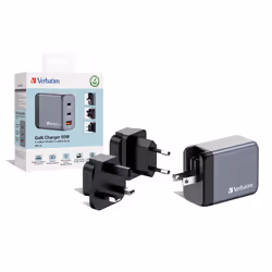 Verbatim GNC-65 GaN Charger 65W with 2 x USB-C PD 65W / 1 x USB-A QC 3.0 (EU/UK/US) - Additional view 4