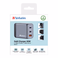 Verbatim GNC-65 GaN Charger 65W with 2 x USB-C PD 65W / 1 x USB-A QC 3.0 (EU/UK/US) - Additional view 7