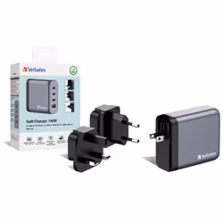 Verbatim GNC-140 GaN Charger 140W with 2 x USB-C PD 140W / 1 x USB-C PD 20W / 1 x USB-A QC 3.0 (EU/UK/US) - Additional view 4