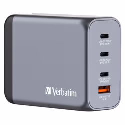 Verbatim GNC-200 GaN Charger 200W with 2 x USB-C PD 100W / 1 x USB-C PD 65W / 1 x USB QC 3.0 (EU/UK/US), Indoor, AC, 21 V, Bl ...