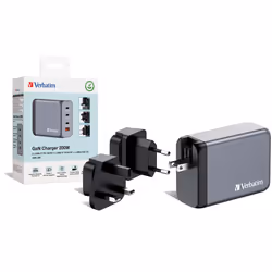 Verbatim GNC-200 GaN Charger 200W with 2 x USB-C PD 100W / 1 x USB-C PD 65W / 1 x USB QC 3.0 (EU/UK/US) - Additional view 5