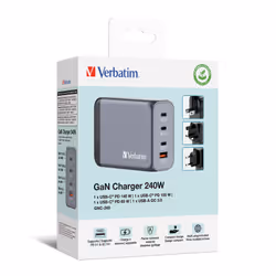 Verbatim GNC-240 GaN Charger 240W with 1 x USB-C 140W /1 x USB-C 100W / 1 x USB-C 65W / 1 x USB-A QC 3.0 (EU/UK/US) - Additional view 6