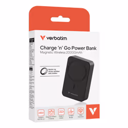 Verbatim Charge 'n' Go Essentials Power Bank Magnetic Wireless 20000 mAh Black