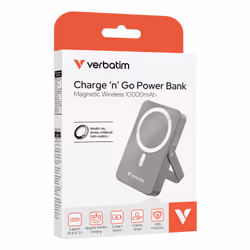 Verbatim Charge 'n' Go Magnetic Wireless Power Bank with stand - 10000 mAh Grey - Additional view 3