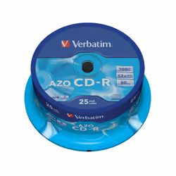 Verbatim CD-R AZO Crystal, 52x, CD-R, 120 mm, 700 MB, Spindle, 25 pc(s)
